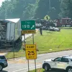 Truck accident in Anderson SC at ext 19B of I-85