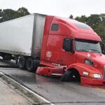 Road collapsed underneath truck in Sumter SC on US 15